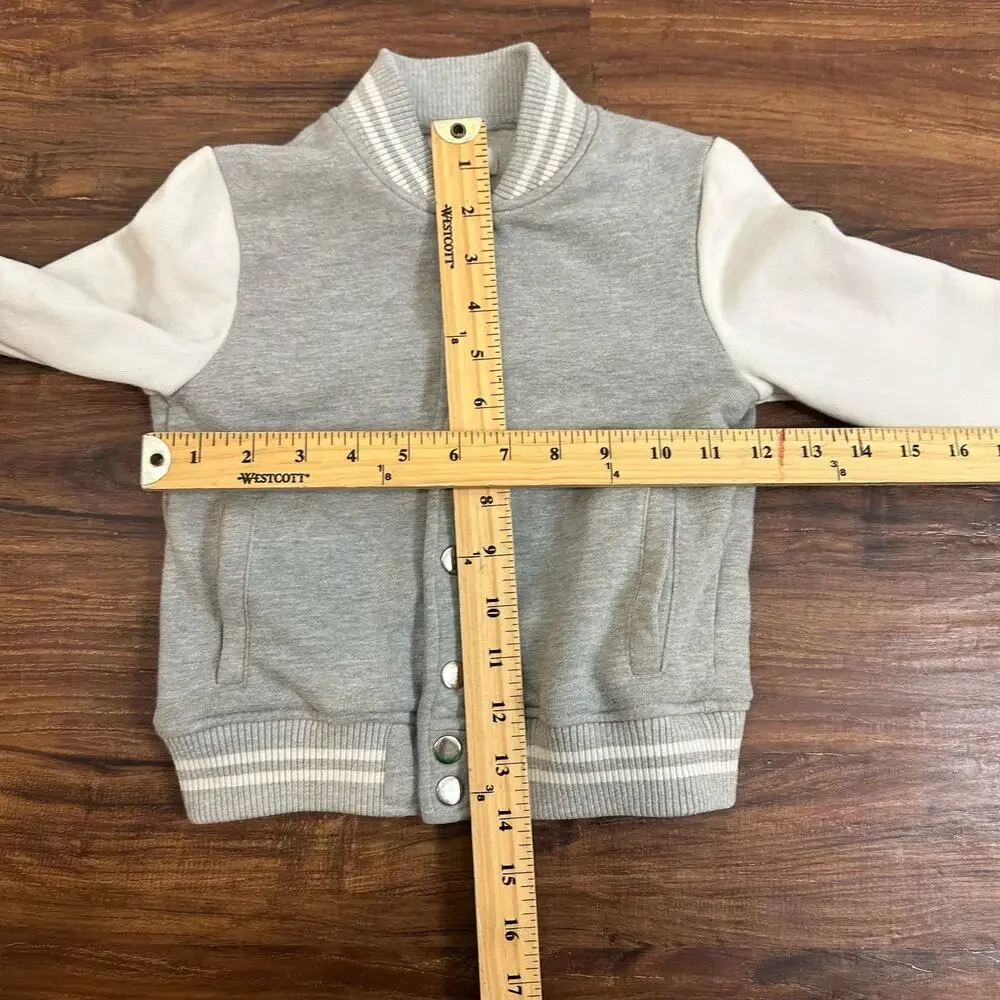 Barque Boys Sweatshirt Cardigan Jacket Varsity Gray White Snap Buttons 5 5T